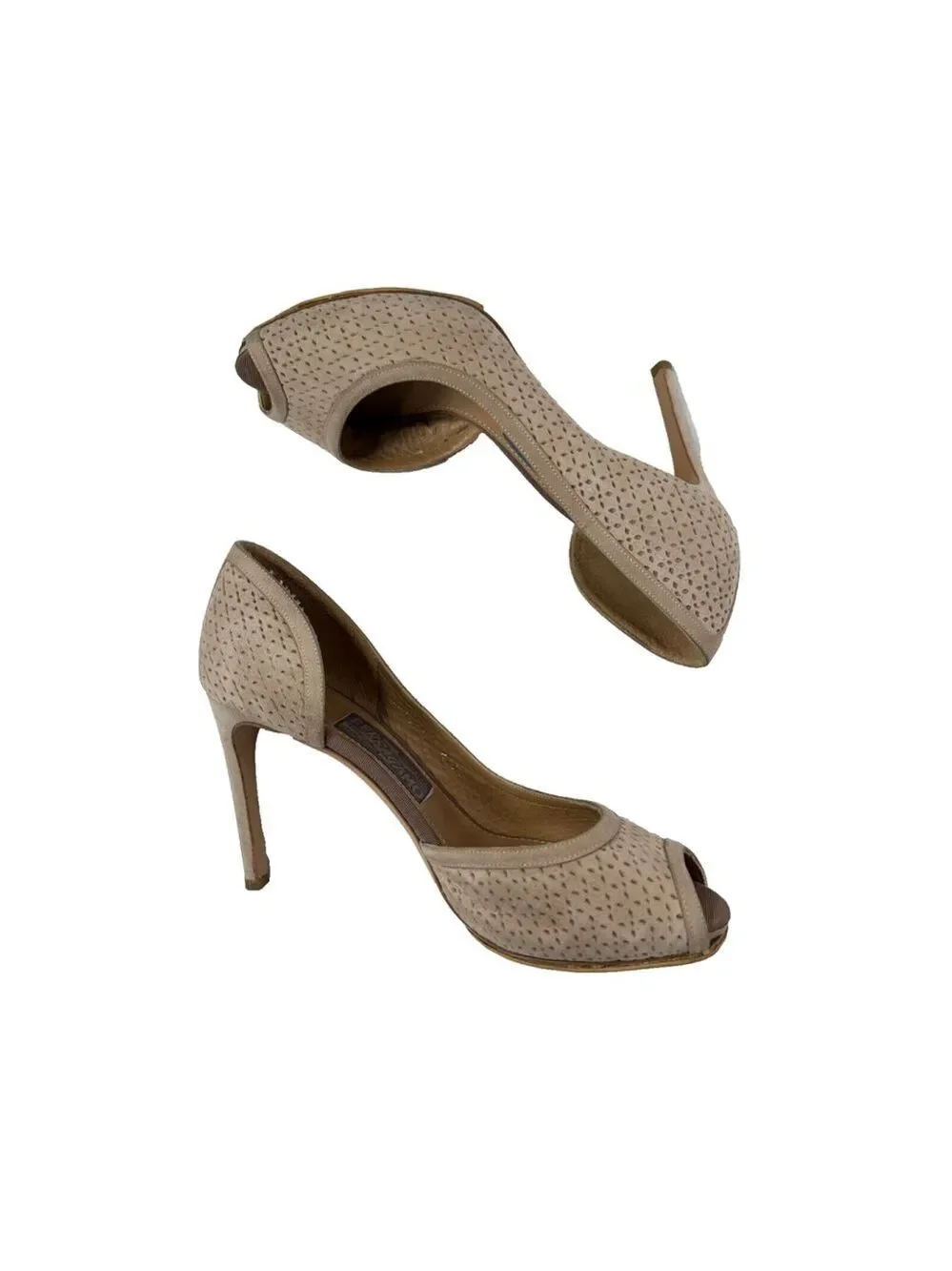 Salvatore Ferragamo DORSAY SUEDE PERFORATED OPEN TOE SIZE 7.5